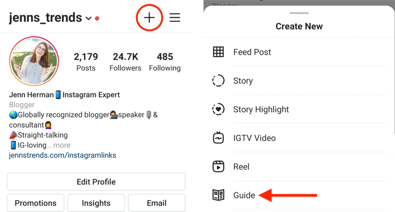 how to create an instagram guide