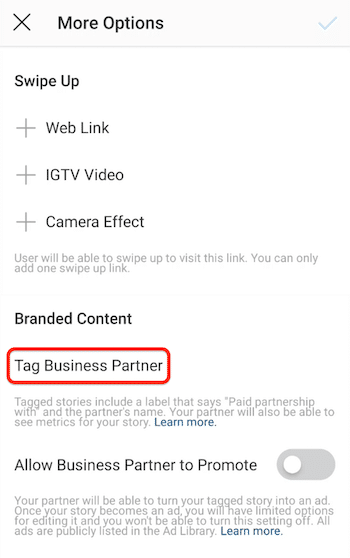 business partner tagging on instagram