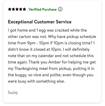 customer service review example