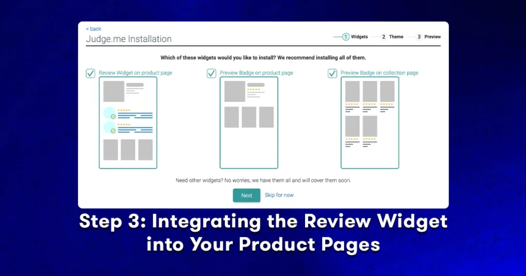 integrating review widget judge.me